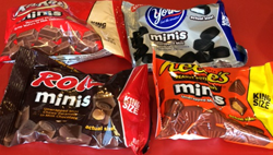 Mini Bags: Kit Kat, York Peppermint Patties, Rolo, Reese's Peanut Cups